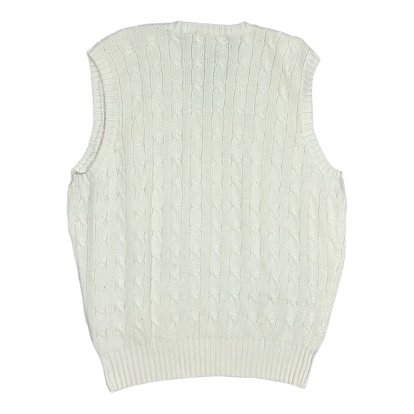 Vtg Polo Ralph Lauren Golf Club Crest Shield V-Neck Cable Knit Sweater Vest Sz M - Picture 4 of 5